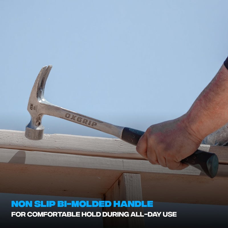 Ox Tools P083428 28 oz. Framing Hammer, Milled Face, Long Shock Reduction Handle, Straight Rip Claw, Non-Slip Gripâ€¦ - Image 3